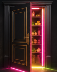 A glowing pantry door full of deals